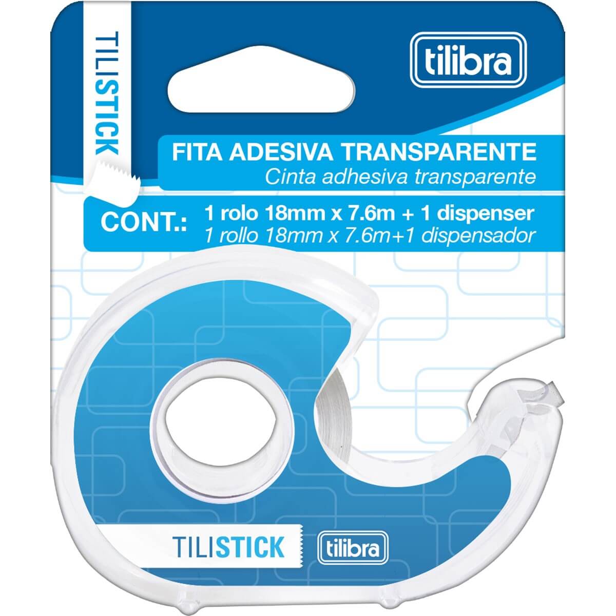Fita Adesiva Transparente 18mm x 7m c/ Dispensador - Tilibra