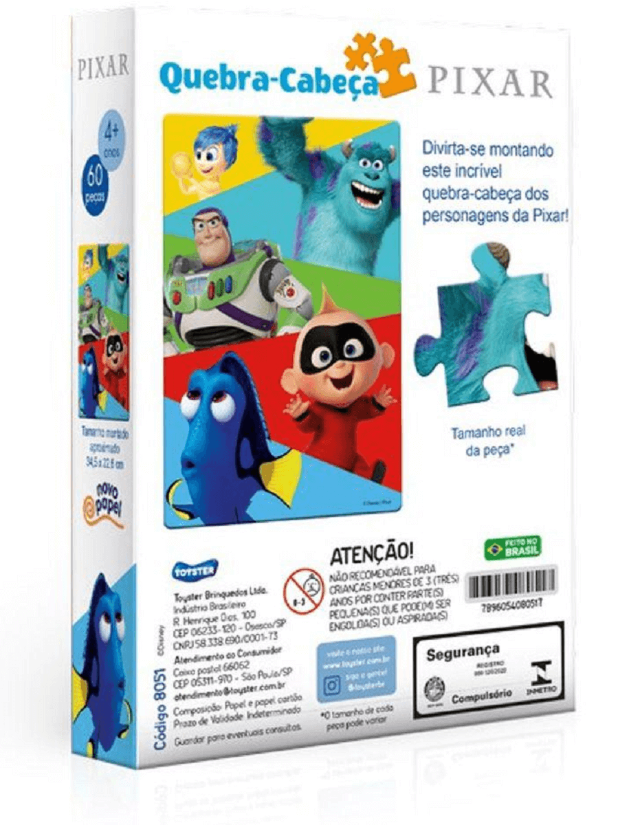 Quebra Cabeça 60 peças Disney Pixar 8051 - Toyster