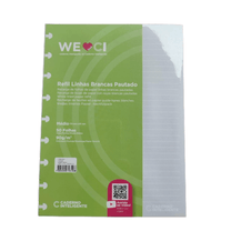 Refil Pautado Linhas Brancas p/ Caderno Inteligente 50 Folhas 90 g/m² Grande CIRG4017 - NOVITATE