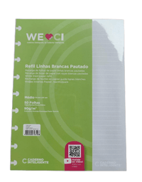 Refil Pautado Linhas Brancas p/ Caderno Inteligente 50 Folhas 90 g/m² Grande CIRG4017 - NOVITATE
