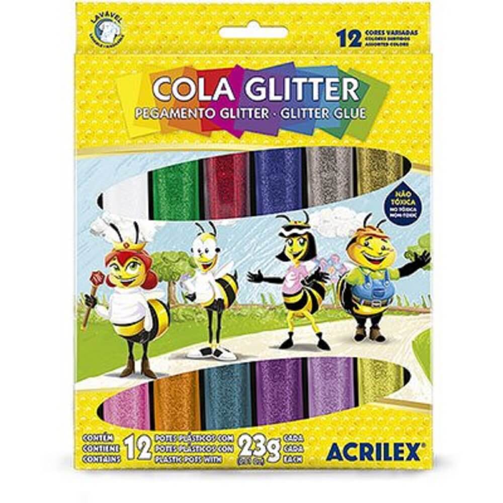 Cola Colorida 23gr c/ Gliter 12 Cores 02922 - Acrilex