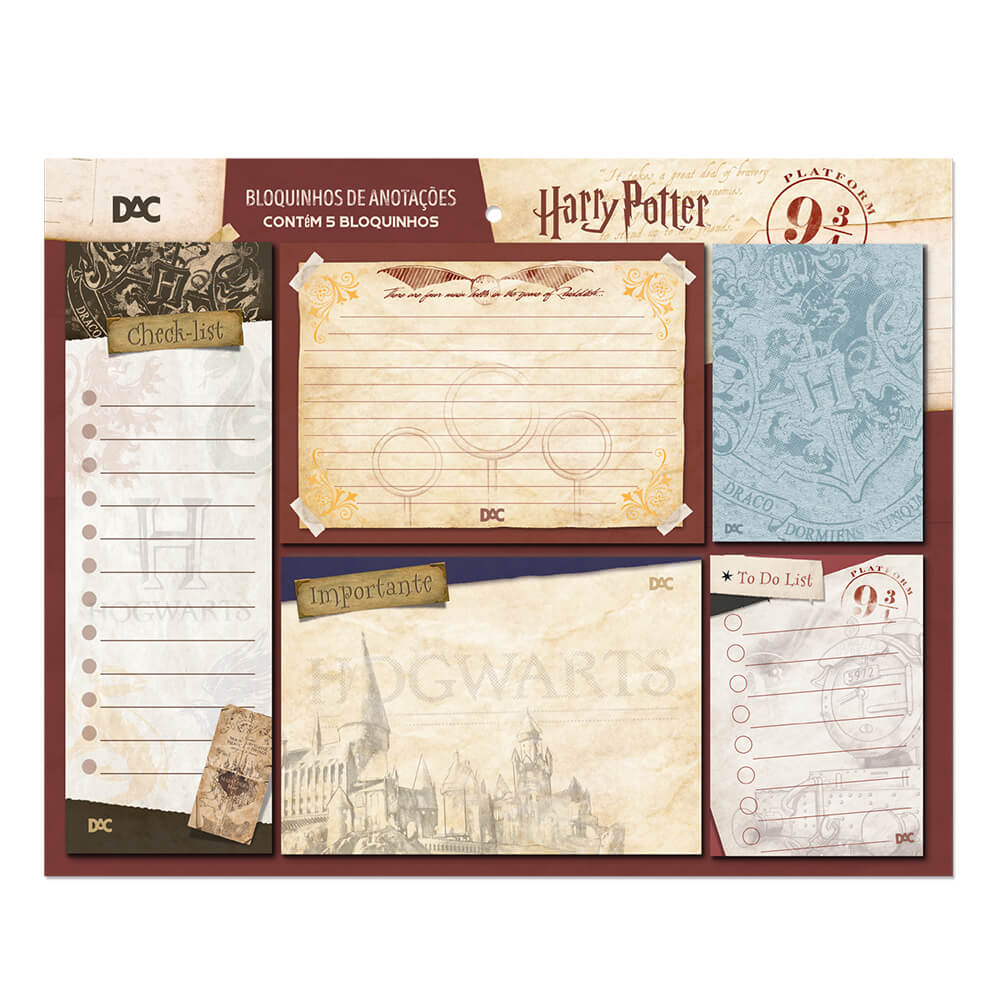 Bloquinhos de Anotações Harry Potter Warner 100 com 5 Modelos 4083 - DAC