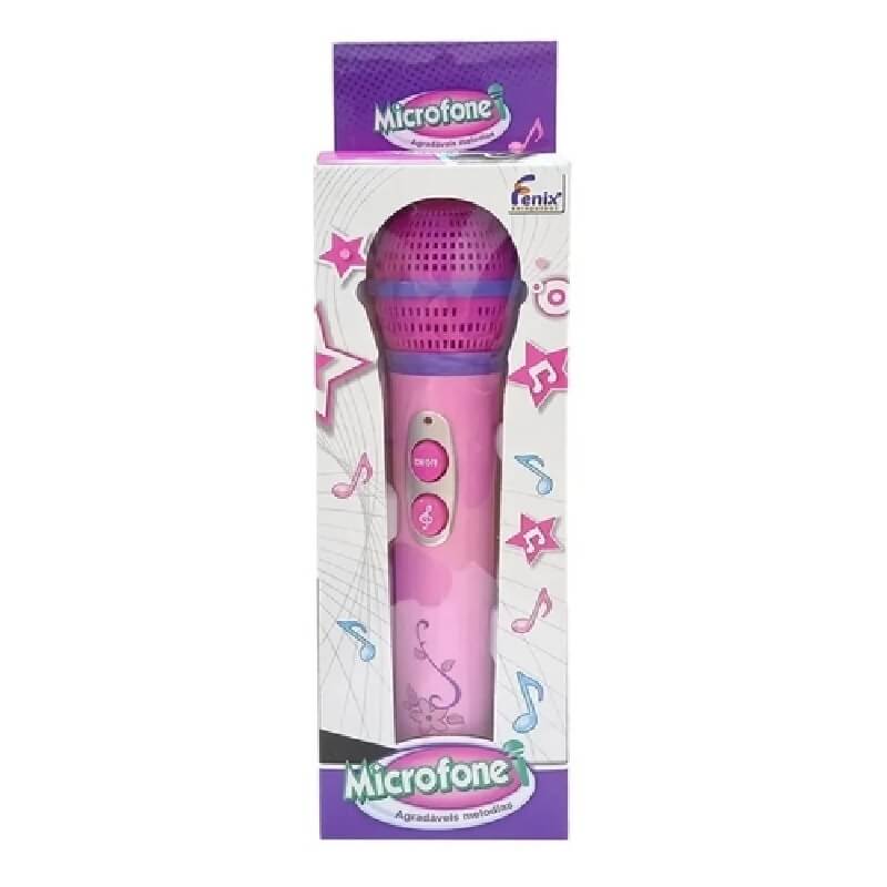 Microfone de Brinquedo com Melodias Rosa MCR-231 - Fênix