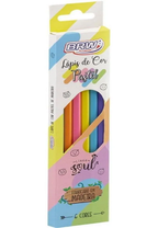 Lápis de Cor Sextavado de Madeira 6 Cores Pastel LP0006 - BRW