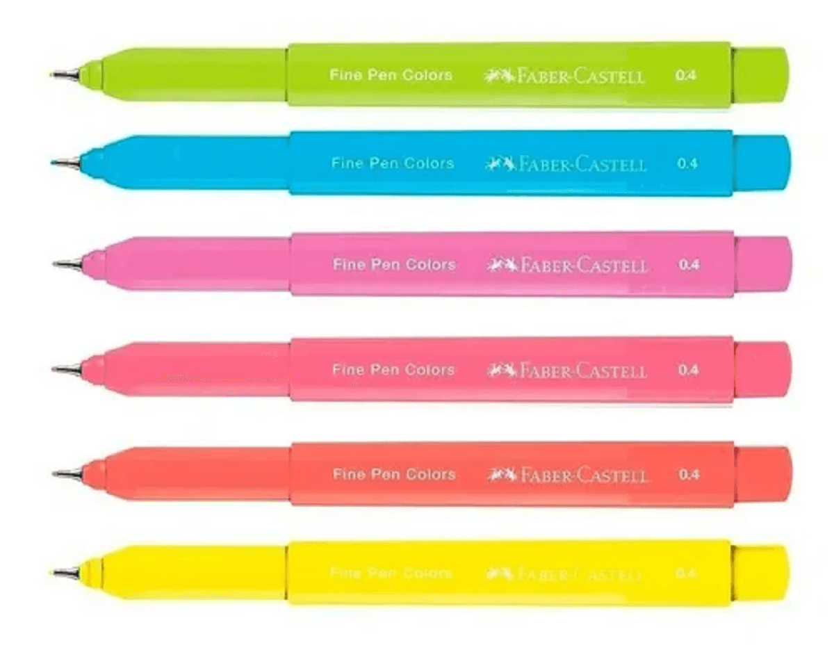 Caneta Fine Pen 0.4mm Cores Tropical c/ 6 Unid. FPB/ES6ZF - FABER CASTELL