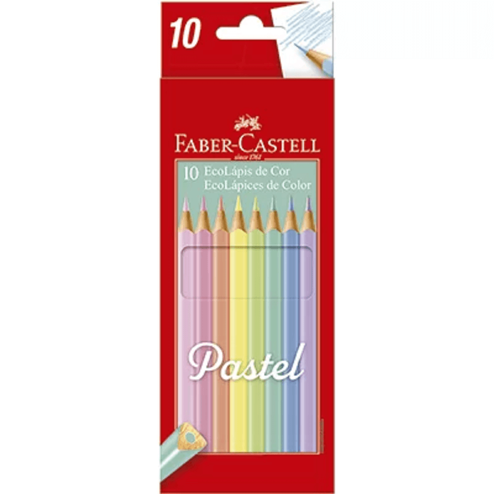 Lápis de Cor Triangular EcoLápis Pastel 10 Cores 120510P - Faber-Castell