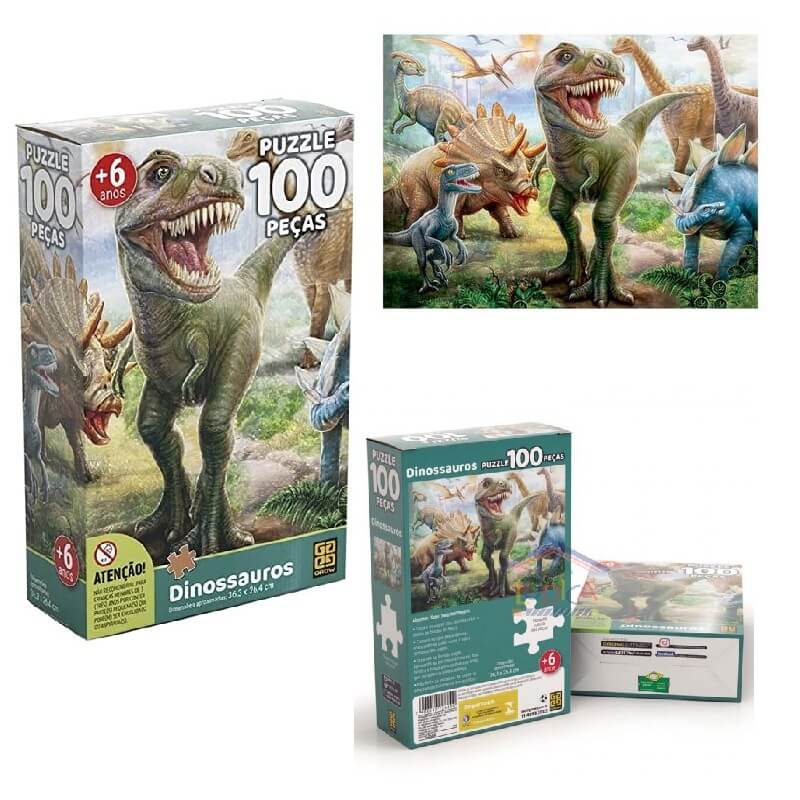 Quebra-cabeça 100 peças Dinossauro 2660 - Grow
