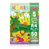 Bloco Lumi Eco Cores 5 Cores 50 Folhas Florescente 75g/m²  210x297mm - Novaprint