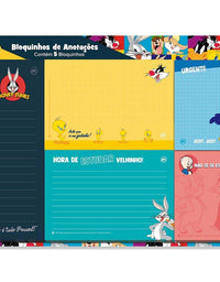 Bloquinhos de Anotações com 5 Modelos 20 Folhas cada 3753 Looney Tunes - Dac
