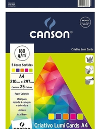 Bloco Criativo Lumi Cards A4 5 Cores 180G 25Fls -  Canson
