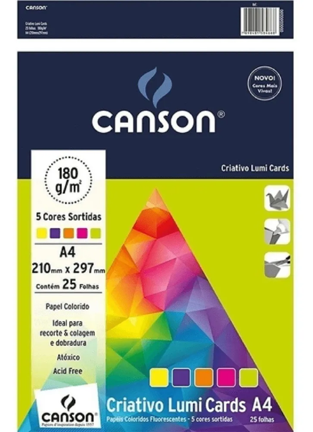 Bloco Criativo Lumi Cards A4 5 Cores 180G 25Fls -  Canson