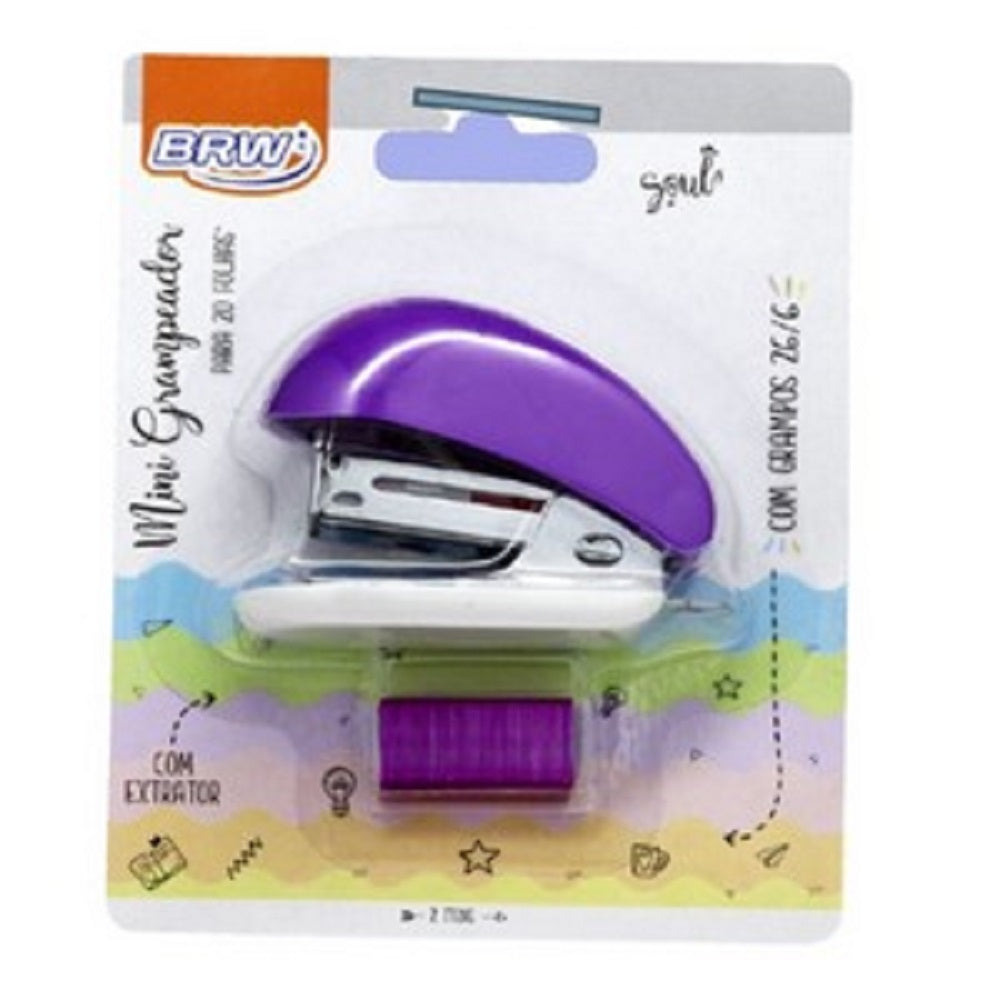 Grampeador Plástico Mini Para 20fls 26/6 Roxo GP0107 - BRW