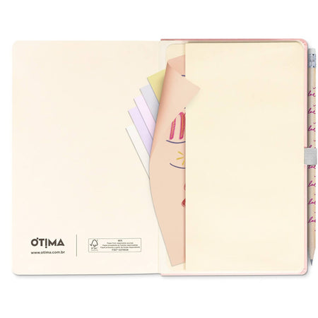 Caderno Papertalk Sem Pauta Pink Stone Geométrico 80 Fls. - Otima