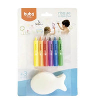 Giz De Banho Risque E Apague 6 Cores Com Esponja 7472 - Buba