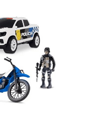 Força Tarefa Policia Pick-Up e Moto Com Boneco 0043 - Samba Toys
