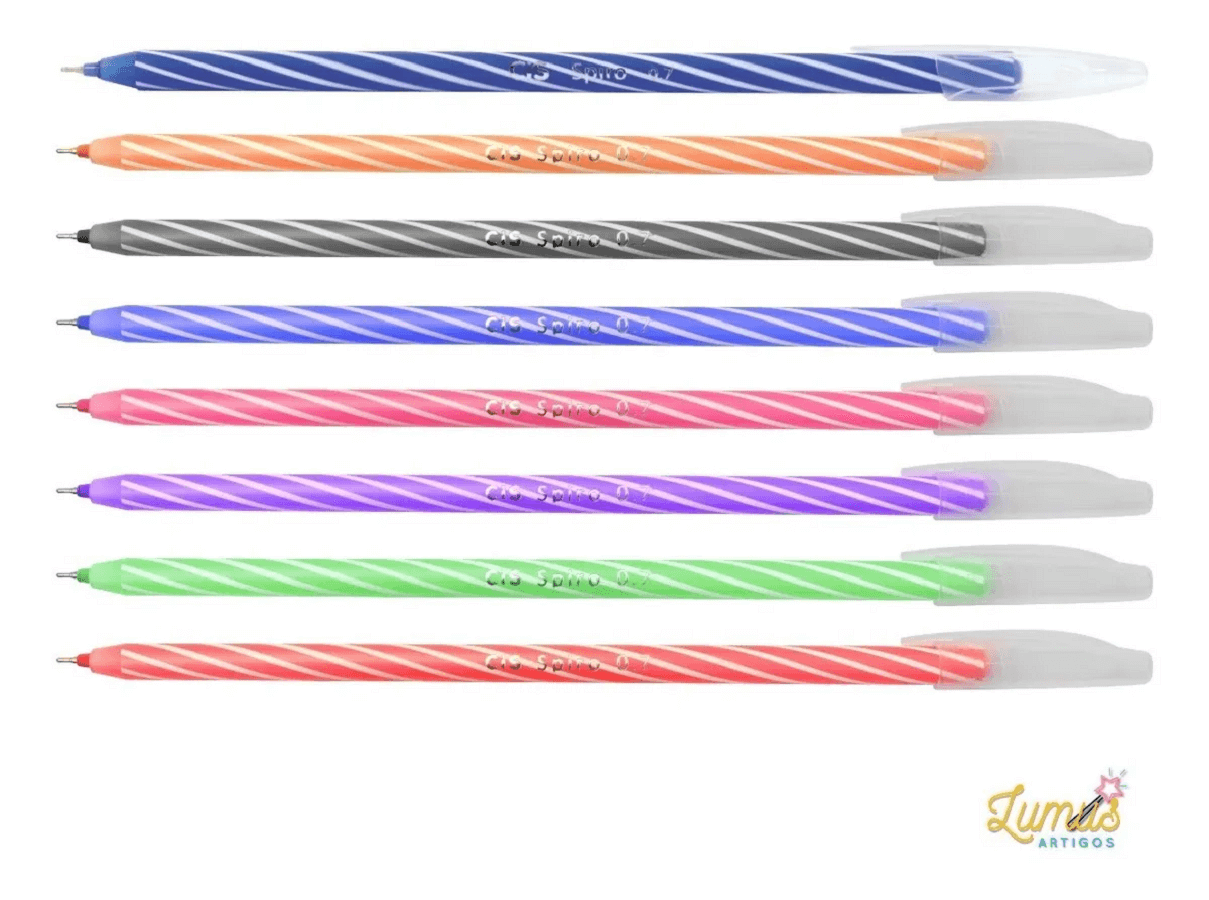 Caneta Esferográfica Spiro 0.7mm c/ 8 Cores 761140 - Cis