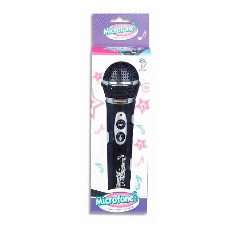 Microfone de Brinquedo com Melodias Preto MCR-231 - Fênix