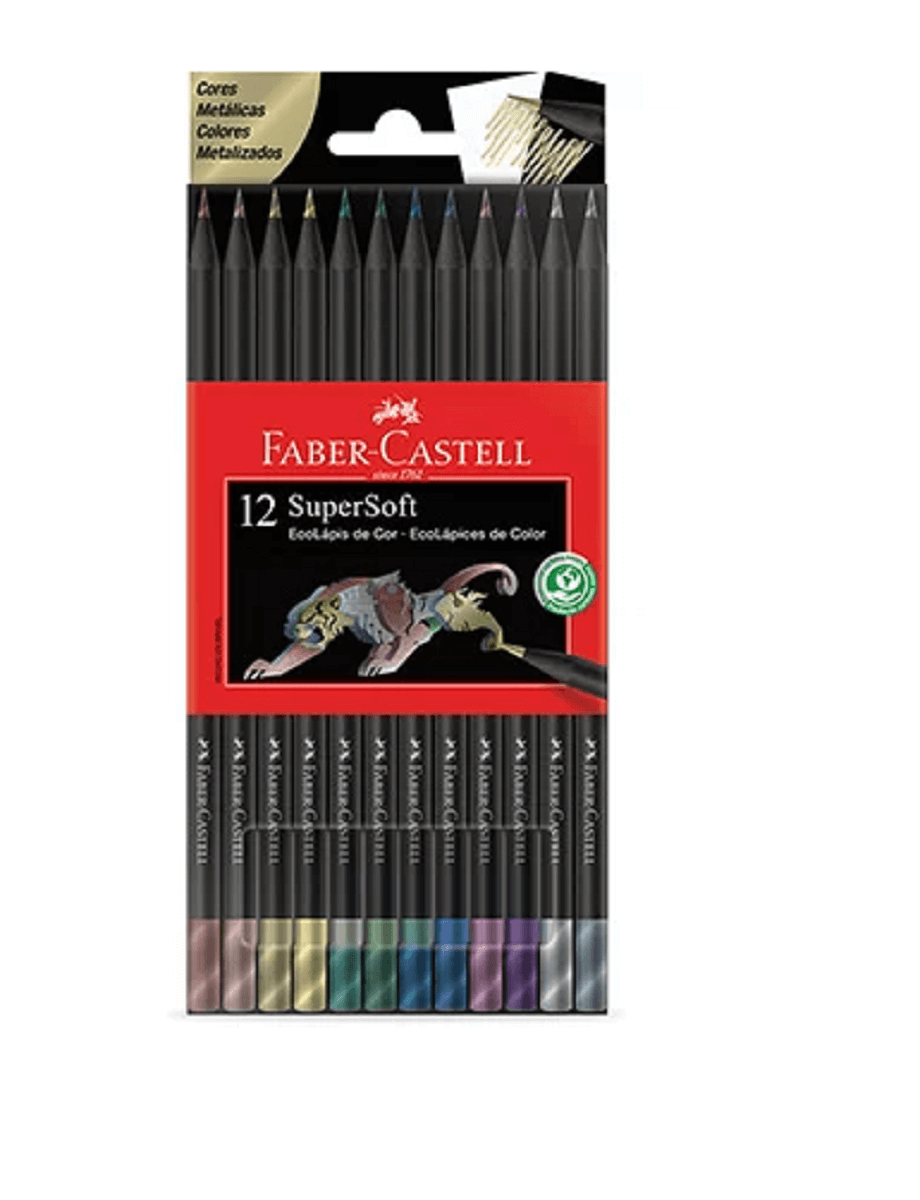 Lápis de Cor Super Soft 12 Cores Metálico 120712SoftMet - Faber Castell