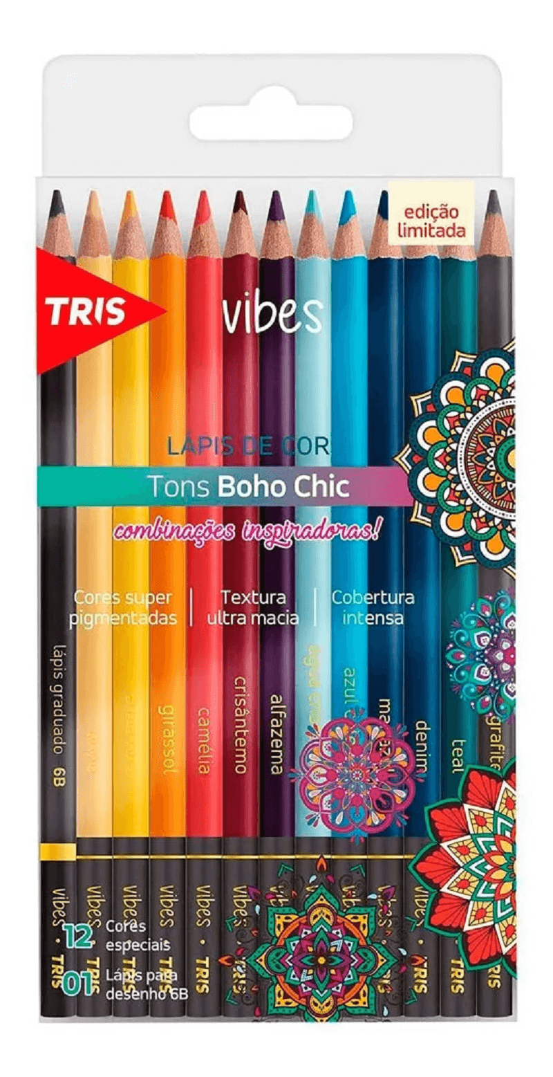 Lápis de Cor Tons Boho Chic 12 Cores + 1 6B 6076 - Tris
