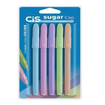 Caneta Esferográfica Colorida Sugar Cap ponta 1.0mm 5 cores - CIS