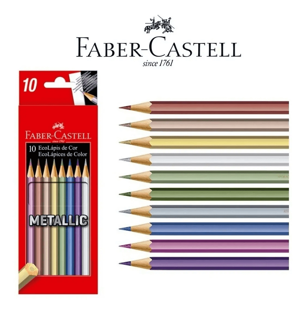 Lápis de Cor Metálico 10 Cores Metallic 120410G - Faber Castell