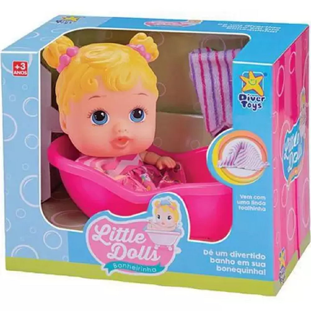 Boneca Little Dolls Banheirinha Loira 8022 Diver Toys