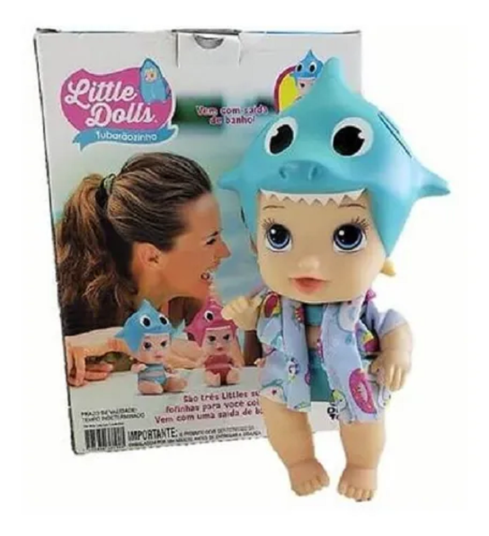 Boneca Tubarãozinho com Saída de Banho Azul 8092 Diver Toys