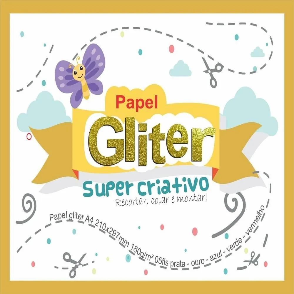 Bloco Gliter Kit Super Criativo C/ 05 fls. 180grs