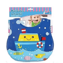 Babador Impermeável Infantil Navio com Peixes ZB325 - Art Baby