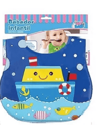 Babador Impermeável Infantil Navio com Peixes ZB325 - Art Baby
