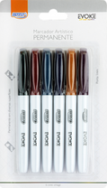 Marcador Permanente Ponta Fina c/ 6 Cores Evoke Vintage CA5161 - BRW