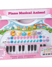 Piano Infantil Musical Animais Rosa 6408 Braskit
