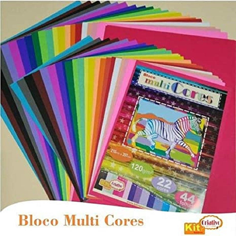 Bloco Multi Cores A4  C/ 42 fls. 21 Cores 120grs. 63678 - Kit Super Criativo