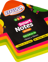 Bloco Smart Notes Seta 70x70mm Colorido Neon 200fls BA7021- BRW
