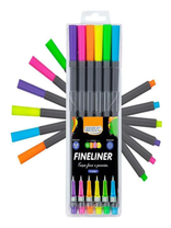 Caneta Hidrográfica Fineliner 0.4mm com 6 Cores Neon  FI0029 - BRW
