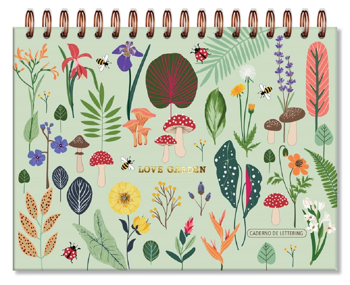 Caderno de Lettering Espiral Love Garden 40 folhas Preta 180g/m² 5358 - Fina Ideia