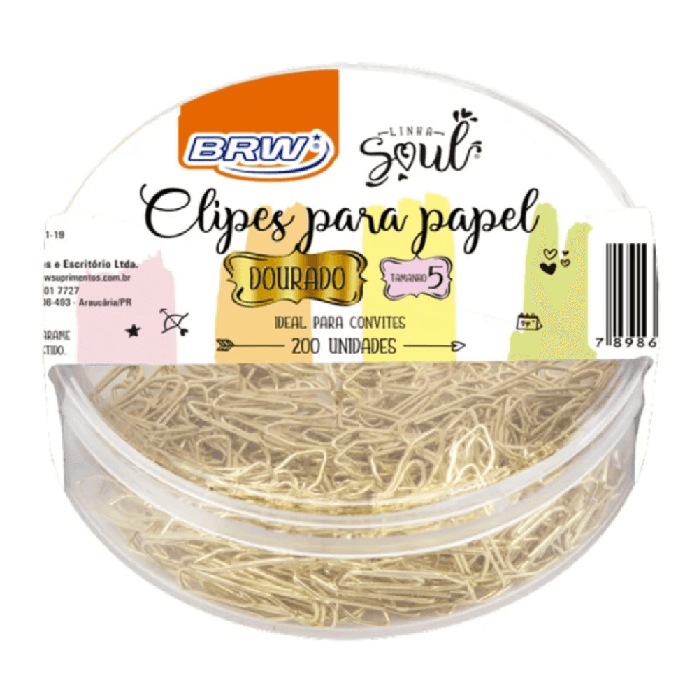 Clips Para Papel Mini Dourado  c/ 200UN CL0501 - BRW