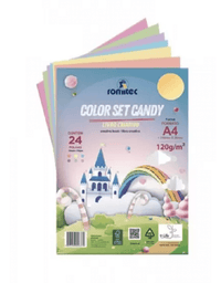 Bloco Papel Criativo Color Set Candy A4 7Cores 120g/m² c/24 Fls Romitec
