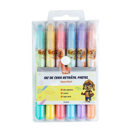 Giz de Cera Retrátil Blister c/ 6 Cores Pastel GZ0006 - BRW