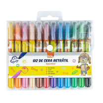 Giz de Cera Retrátil Blister c/ 12 Cores GZ1204 - BRW