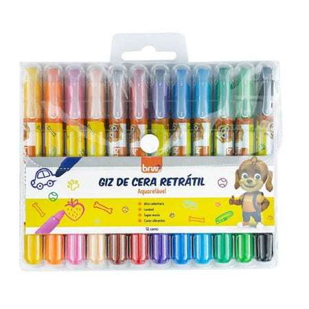 Giz de Cera Retrátil Blister c/ 12 Cores GZ1204 - BRW