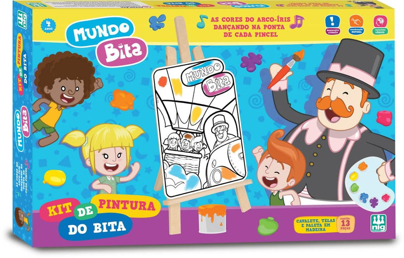 Kit Pintura Turma Da Mônica Educativo Tinta Cavalete Pincel