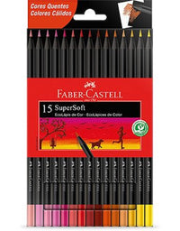 Lápis de Cor SuperSoft 15 Cores Tons Quentes 120715SOFTCQ - Faber Castell
