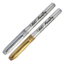 Marcador Permanente Marking Escrita Metálica 2 Unidades Prata/Dourado - BIC