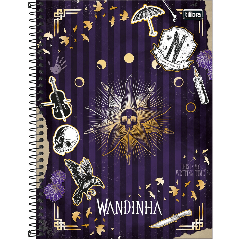Caderno Espiral Universitário 10 Matérias  160 Folhas Wandinha - Tilibra
