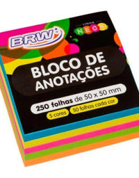 Bloco Smart Notes Quadrado 50x50mm Colorido Neon 250fls BA5050- BRW
