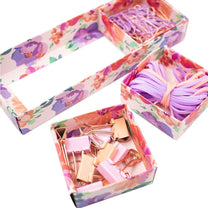 Kit Papelaria na Cor Rosa e lilás Prendedor, Elástico e Clips SL-190106 - Bee Unique