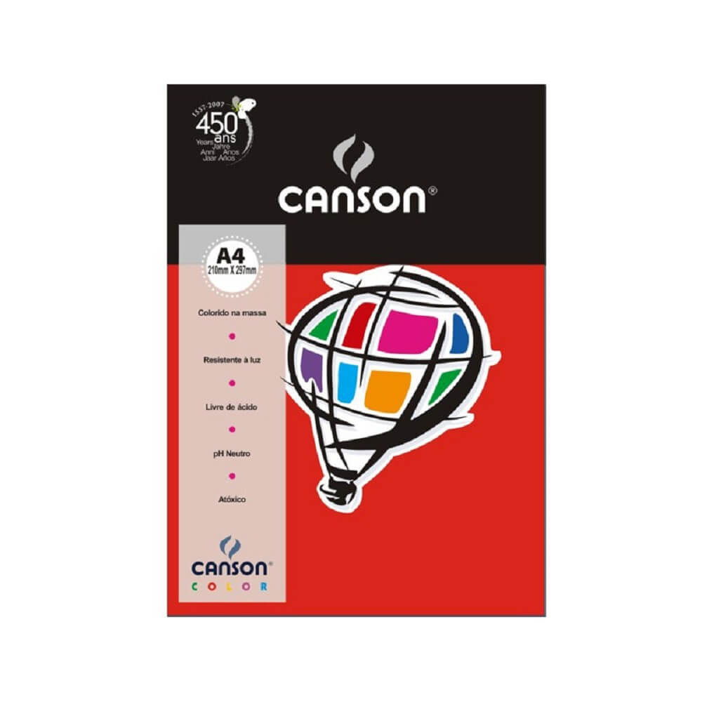 Pacote Papel Color Vermelho 180g/m² A4  com 10 Folhas  66661193 - Canson