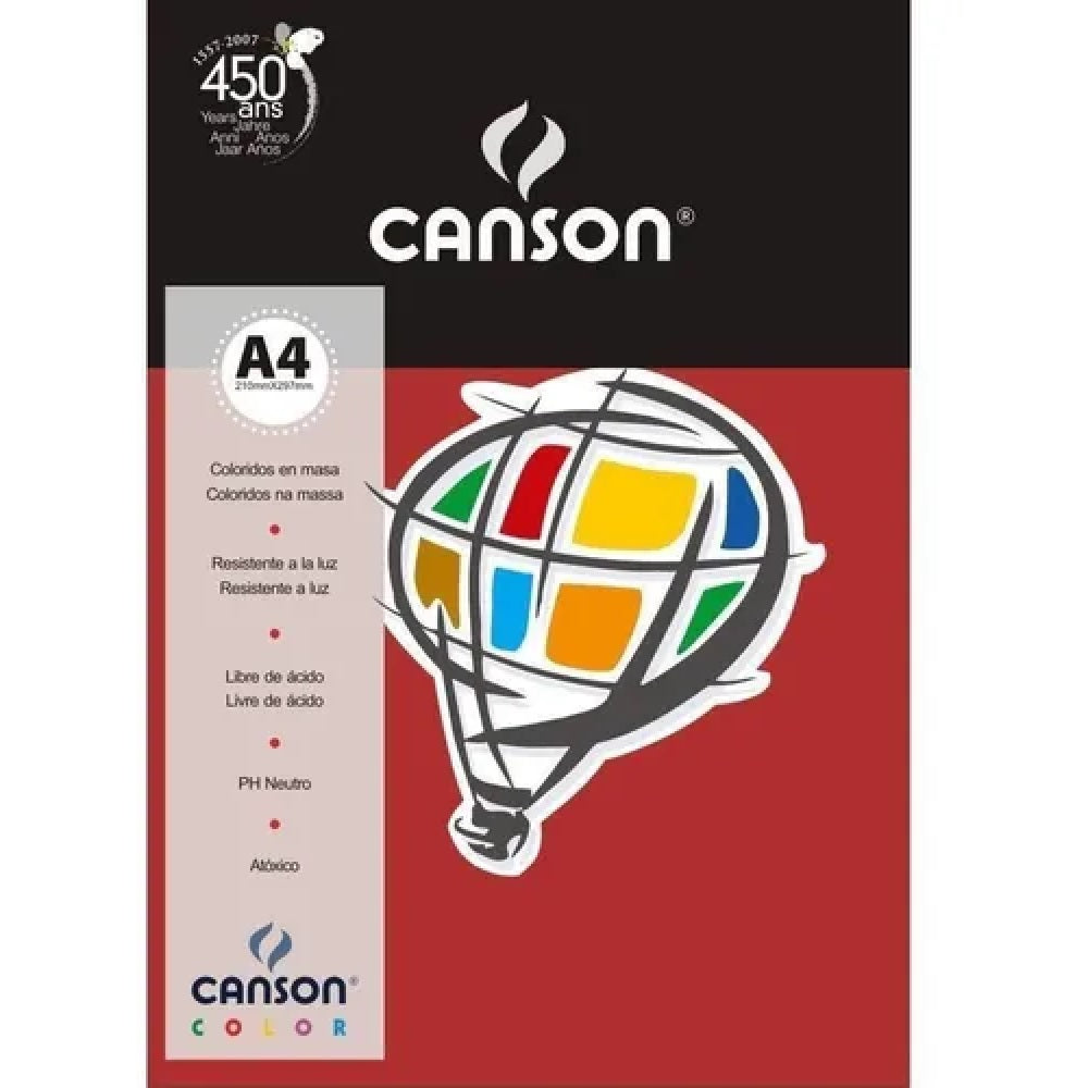 Pacote Papel Color Vermelho Escuro 180g/m² A4  com 10 Folhas  66661194 - Canson