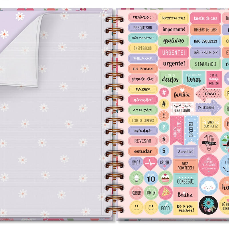 Caderno Colegial 1 Matérias 80 Folhas Borboletas 7427 - Fina Ideia